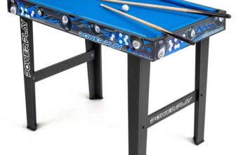 Power Play 3ft Stand Up Kids Pool Table Game with Ergonomic Handles