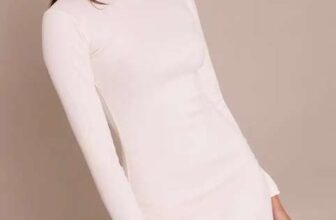 PrettyLittleThing Ribbed Boat Neck Long Sleeve Bodycon Dress (Cream) – With Code