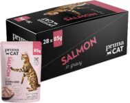 PrimaCat – Complete Wet Cat Food, Salmon in Gravy Cat Food, 28x85g