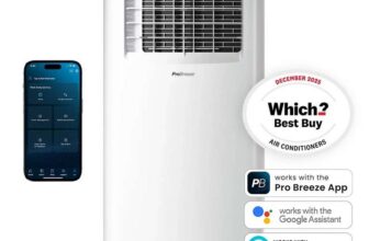 Pro Breeze 9k BTU 3 in 1 Smart Air Conditioner in White