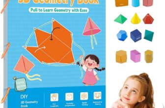 Pull String 3D Geometry Learning Book, DIY Solid Educational Books, Geometry for Beginners with 15 Solids Geometric Models Space Thinking Training Game for Boys Girls
