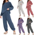 Pyjamas For Women Fleece Pyjama Set Winter Soft Fluffy 2 Piece Pjs Outfits