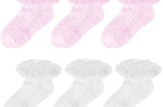 QKURT 6 Pairs Girls Frilly Ankle Socks, Kids White Ballet Ruffle Lace Socks Baby Girls Childrens Dance Laces Cotton Sock Multicolor Laces Ballet Sock Little Ladies Lace Dance Stockings 1-9 Years