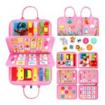 Qizfun Busy Board Montessori Toy for Kids 3, Sensory-Motor