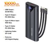 Qoovi 10000mAh 22.5W 3-Port Power Bank, 3 Built-in Cables Sold By Qoovi Official Store (w/Code & Store follower Coupon)
