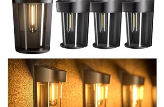 Quntis Solar Fence Lights 4-Pack, Auto On/Off, Warm White