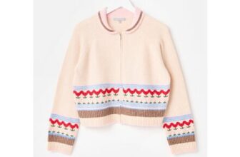 RECYCLED MATERIALS Cream Tulip Zip up Collared Knitted Cardigan