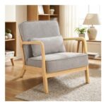 ROCSUMOO Accent Chair: Solid Wood Frame, Chenille Cushion, Lumbar Pillow