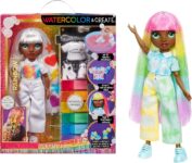 Rainbow High Watercolour & Create DIY Fashion Doll with Washable Watercolours and Tie-Dye Kit – Green Eyes, Straight Hair, Extra Top & Shoes – Colour, Create, Play, Rinse and Repeat – Kids 4-12 Years