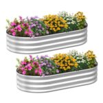 Raised Garden Beds, 2 Pcs, 180x90x30 Cm, Galvanised Planters