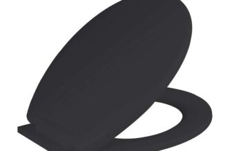 Ram Black Soft Close Toilet Seat with Adjustable Hinges LOO Toilet Seat Quick Release Easy Clean Bathroom Toilet Seat Black