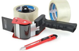 Rapesco 1557 Packing Tape Dispenser 960 with 2 Clear Packing Tapes
