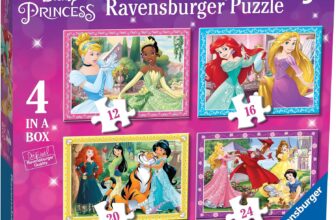 Ravensburger Disney Princess Kids Jigsaw Puzzles 4-in-a-Box Age 3 12 16 20 24 Piece Puzzle Pack, Educational Learning Activity, Birthday Gift