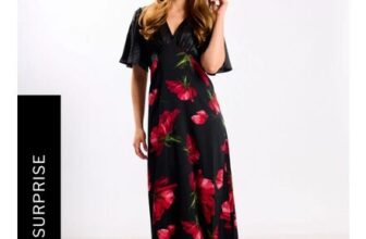 Red Floral Animal Mix Midi Dress