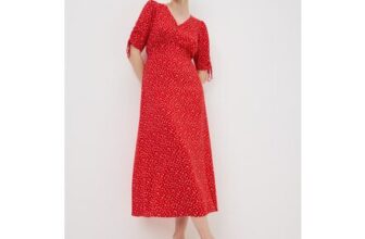 Red Floral Midi Dress