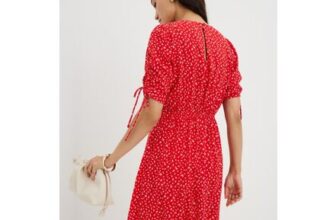 Red Floral Mini Tea Dress