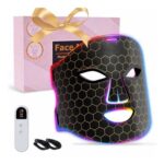 Red Light Therapy LED Face Mask: 850/630/460nm, 4 Levels, Black