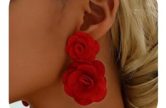 Red Rose Dangle Earrings for Women – Floral Jewelry Gift