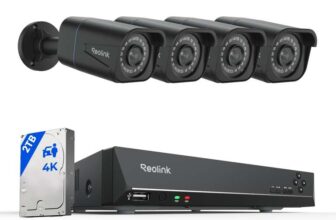 Reolink 4K PoE CCTV Camera System, 8CH NVR with 2TB HDD RLK8-800B4, 4 Pack, Black (w/Voucher) (White £499.99 w/Voucher) – See OP