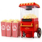Retro Carnival Popcorn Maker Red 1200W Electric Fairground Popcorn Machine with Hot Air Circulation Popcorn Popper – SB Almineez / FBA