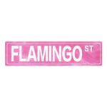Retro Pink Flamingo Tin Sign Wall Decor 4×16 In