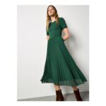 Rib Knit Chiffon Skirt Midi Dress