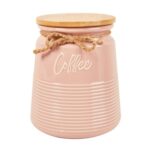 Ribbed Coffee Ceramic Canister with Twine
