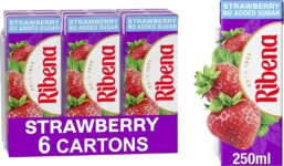 Ribena Strawberry No Added Sugar Cartons – Multipack 6x 250ml Real Fruit Rich In Vitamin C No Artificial Colours or Flavours Ready to Drink