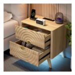 Ripple LED Bedside Table with Charging Station and Body Sensor