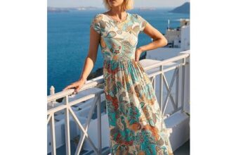 Roman Paisley Print Short Sleeve Midi Dress