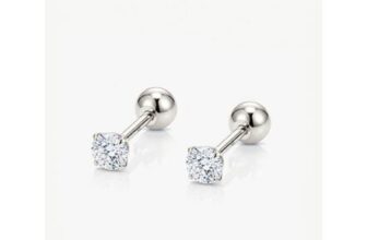 Round Stone Stud Earrings 18k