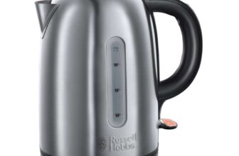 Russell Hobbs Brushed Stainless Steel & Black Electric 1.7L Cordless Kettle (Fast Boil 3KW