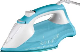 Russell Hobbs Light & Easy Brights Aqua Steam Iron, 2400W, Ceramic Fabric Softening Infused for Gentle Ironing, 2x Smoother Glide, 2x Durability, 240ml Water Tank, 115g Steam Shot