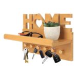 Rustic Wooden Wall Key Holder with 6 Hooks for Entryway