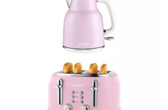SALTER COMBO-9192 Retro Jug Kettle & 4-Slice Toaster Bundle – Pink