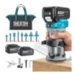 SEESII Cordless Wood Router, 21V Brushless, 6-Speed, 1/4-in Bits