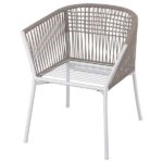 SEGERÖN Chair with armrests, outdoor, white/beige. Free C&C only limited locations