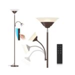 SIBRILLE Brown Torchiere LED Floor Lamp, Rotating, 72in, Remote, Color-Changing