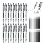 SIMDAO 20 Black Retractable Erasable Gel Pens 0.5mm with Refills