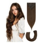 SLEEKALON Clip-in Real Remy Hair Extensions 13-Inch 2 Dark Brown