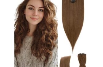 SLEEKALON Clip-in Remy Human Hair Extensions 4 Medium Brown 24-Inch