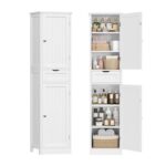 SLINEMO Tall Freestanding Bathroom Cabinet with Drawers, White, 40cm Wide
