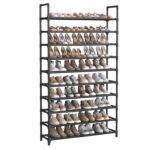 SONGMICS 10-Tier Shoe Rack, Shoe Stand, Space-Saving Shoe Storage, 29 x 100 x 175 cm, Metal Frame, Non-Woven Fabric Shelves, for Hallway,