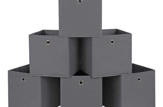 SONGMICS 6 Foldable Fabric Storage Boxes, 30x30x30 Cm, Grey