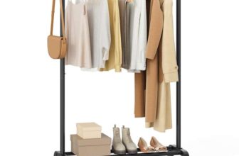SONGMICS Clothes Rail, Extendable Hanging Rail, Clothing Storage with Wheels, 45 kg Total Max. Load