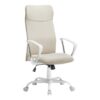 SONGMICS Ergonomic Swivel Office Chair, Upholstered, Adjustable Height, Cappuccino Beige