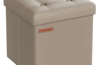 SONGMICS MAZIE Collection, Storage Ottoman, 38 cm Folding Foot Rest Stool