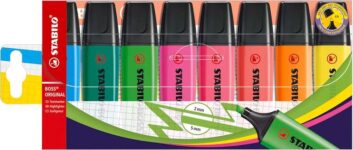 STABILO BOSS ORIGINAL – Highlighter Pack of 8 – Assorted Colours