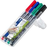 STAEDTLER 318 WP4 Lumocolor Permanent Pen, Fine Line Width, 0.6mm – Assorted Colours (Pack of 4)