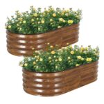 STBoo Galvanized Raised Garden Bed, 2 Pieces, 120x60x30 Cm, Grain